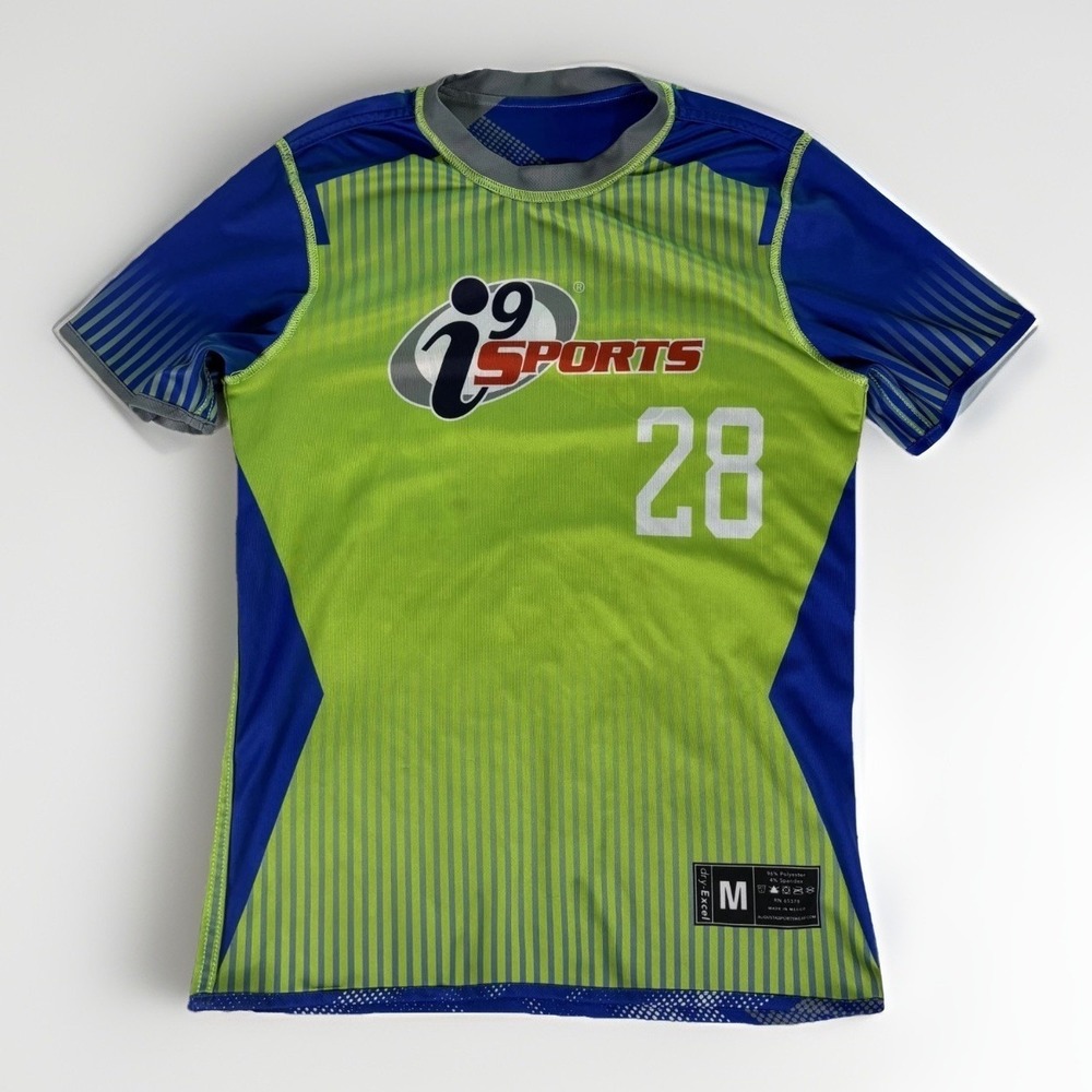 Augusta Sportswear i9 Sports Jersey Mens Medium Blue Green Reversible #28 Bike